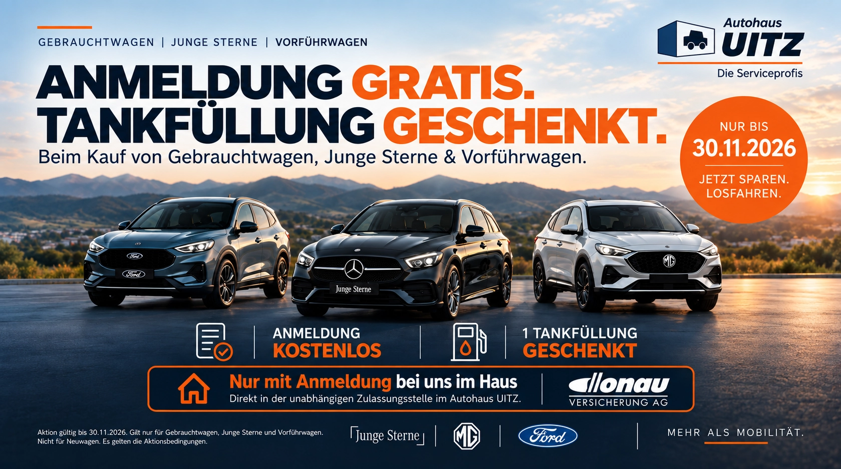 Anmeldung GRATIS. Tankfüllung GESCHENKT.